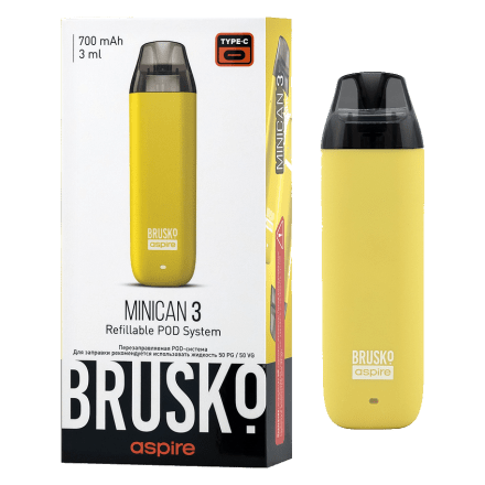 Электронная сигарета Brusko - Minican 3 (700 mAh, Жёлтый) купить в Барнауле