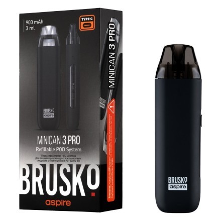 Электронная сигарета Brusko - Minican 3 PRO (900 mAh, Чёрный) купить в Барнауле
