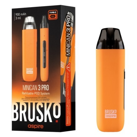 Электронная сигарета Brusko - Minican 3 PRO (900 mAh, Оранжевый) купить в Барнауле